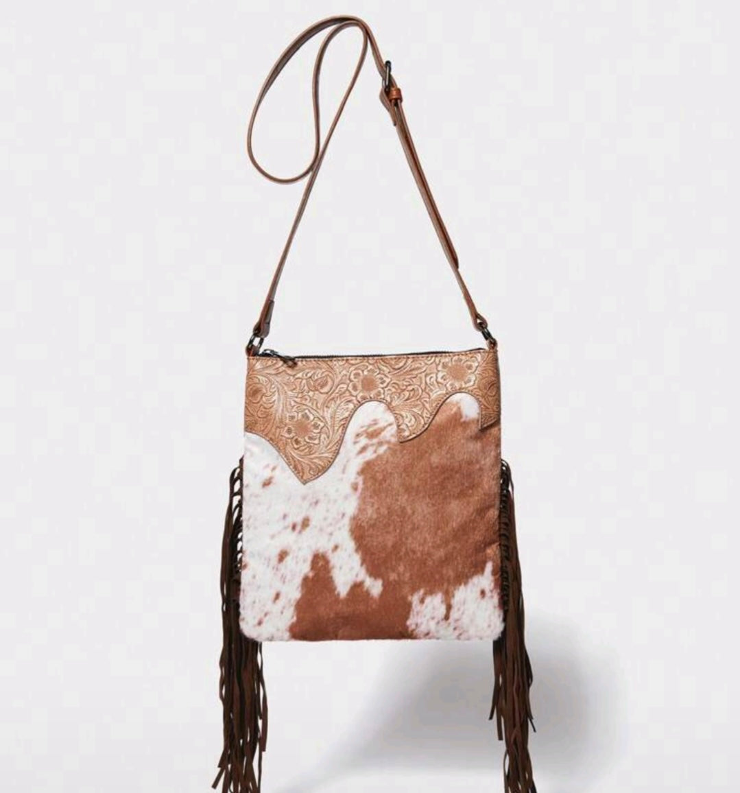 Fringed Cowhide Crossbody
